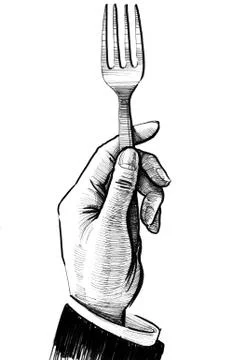 Hand and fork Stock Illustration