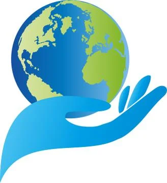 Hand and globe, nature, logo Stock Illustration