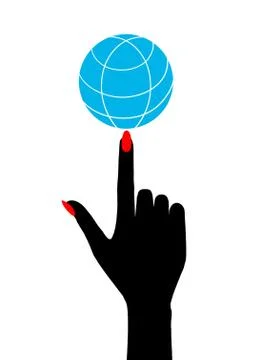 Hand and globe vector icon. Stock Illustration