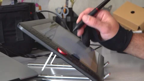 Hand and graphic tablet 4K Stock Footage 320868048
