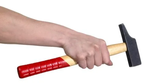 Hand and hammer Stock Photos