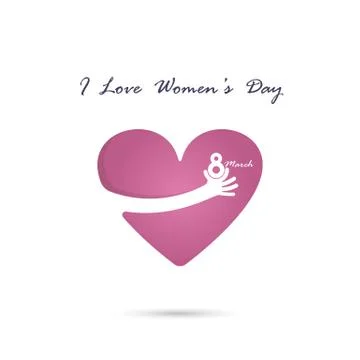 Hand and heart  logo vector design with international women's day concept. .. Stock Illustration