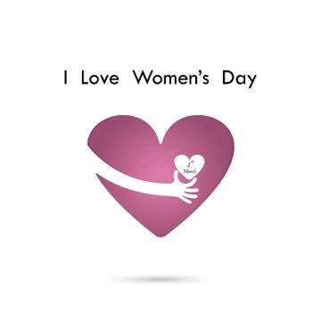 Hand and heart  logo vector design with international women's day concept. .. Stock Illustration
