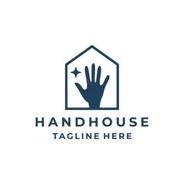 Hand and home concept, construction logo template, house and hand Logo design Stock Illustration