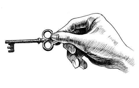 Hand and key Illustrazione stock