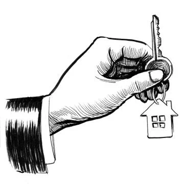 Hand and key Illustrazione stock