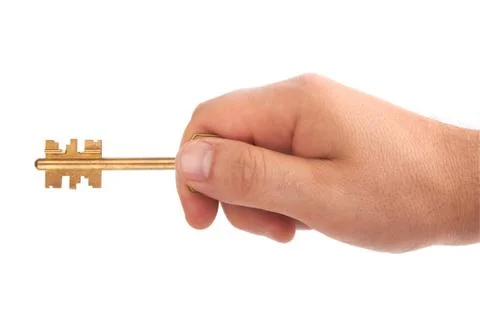 Hand and key Stock Photos