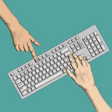 Hand and keyboard work Illustrazione stock