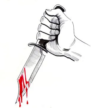 Hand and knife Illustrazione stock
