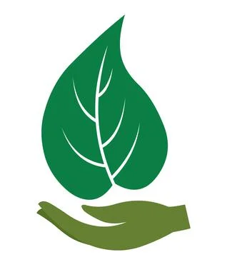 Hand and leaf vector icon Stock Illustration