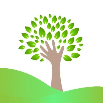 Hand and leaves Stock Illustration