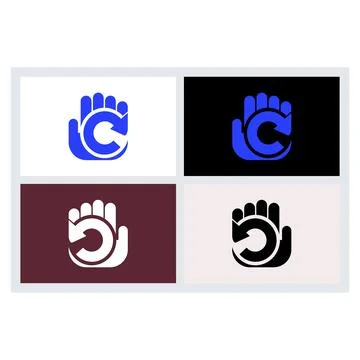 Hand and Letter C Logo Icon Set Stock Illustration