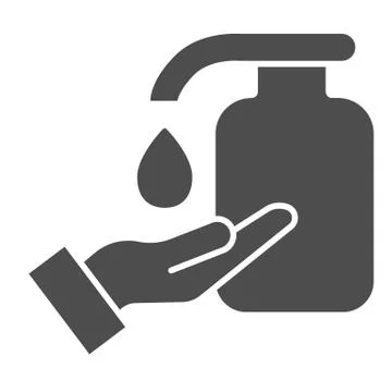 Hand and liquid soap solid icon. Cleaning hands using antibacterial gel symbol Stock Illustration
