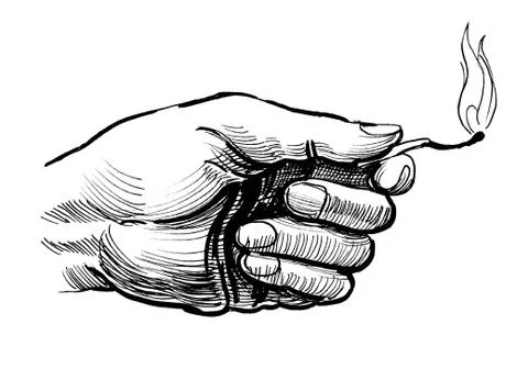 Hand and match Stock-Illustration