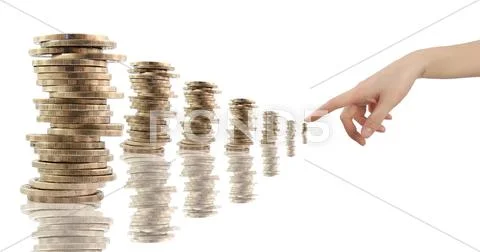 Hand and money staircase, isolated on white background Stock Illustration