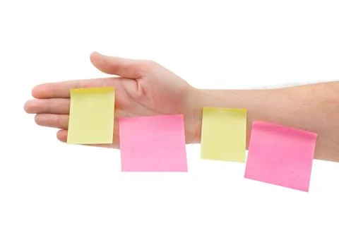 Hand and note paper Stock Photos