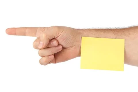 Hand and note paper Stock Photos