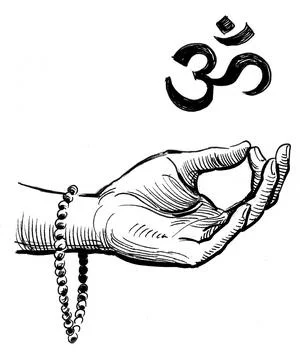 Hand and Om sign Illustrazione stock
