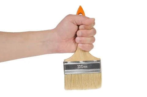 Hand and paintbrush Stock Photos