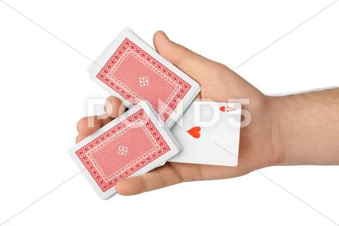 Hand and playing cards Stock Photos