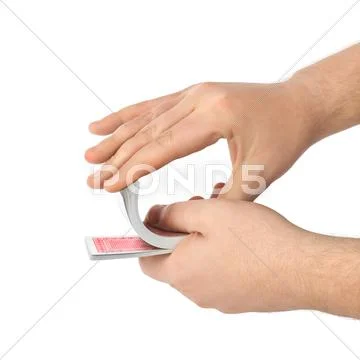 Hand and playing cards Stock Photos