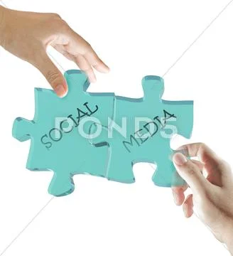 Hand and puzzles social media concept Stock Illustration