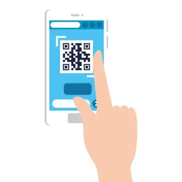 Hand and qr code inside smartphone vector design Stock-Illustration