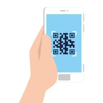 Hand and qr code inside smartphone vector design Stock-Illustration