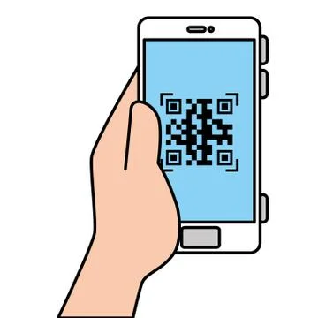Hand and qr code inside smartphone vector design Stock Illustration