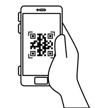 Hand and qr code inside smartphone vector design Illustrazione stock