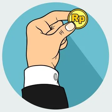 Hand and rupiah coin Stock Illustration
