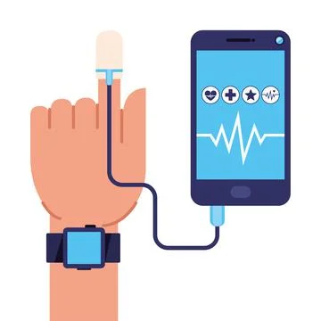 Hand and sensor Stock Illustration