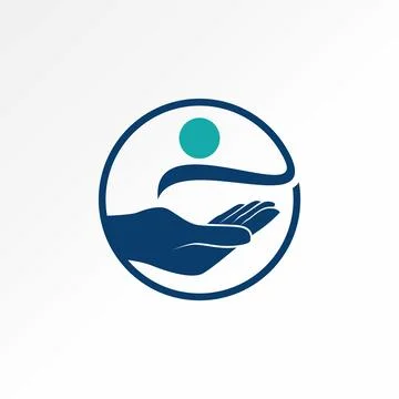 Hand and silhouette on circle line charity donation touch frendship palm help Illustrazione stock