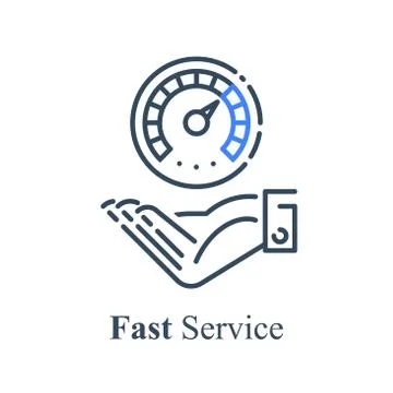 Hand and speedometer, express or urgent services, deadline and delay Stock Illustration
