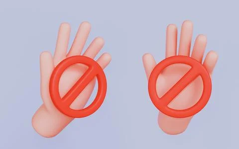 Hand and stop symbol for prohibited activities, No entry, Stop sign Illustrazione stock