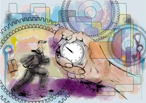 Hand and stopwatch Stock Illustration