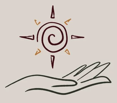 Hand and Sun Stock Illustration
