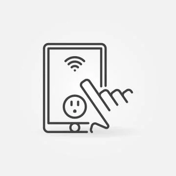 Hand and Tablet with US Smart Socket vector concept icon Stock Illustration