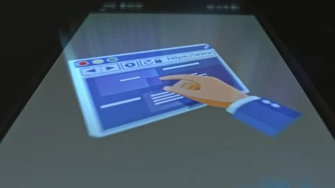 Hand and touch screen, graphic presentation on smartphone Stock Footage 303631861