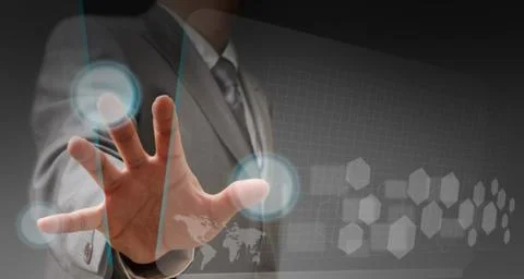 Hand and touchscreen technology Stock Illustration