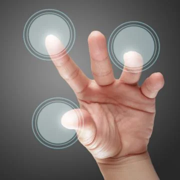 Hand and touchscreen technology Stock Illustration