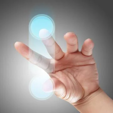 Hand and touchscreen technology Illustrazione stock