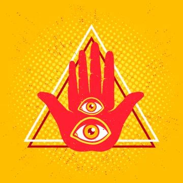 Hand and two eyes. Stock Illustration