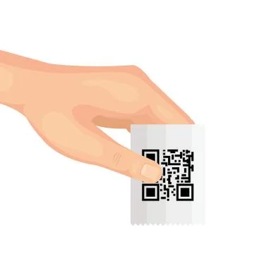 Hand and voucher with code qr イラスト素材