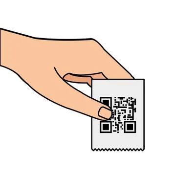 Hand and voucher with code qr イラスト素材