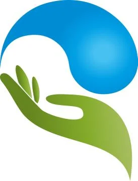 Hand and water drops, wellness, logo Stock Illustration