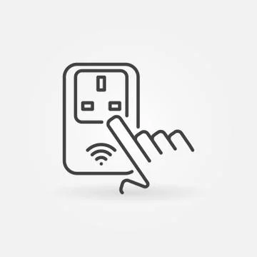 Hand and Wireless UK Smart Socket vector outline icon Stock Illustration