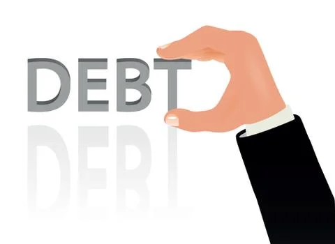 Hand and the word debt Stock Illustration
