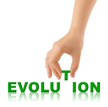 Hand and word Evolution Hand and word Evolution isolated on white backgrou... Stock Photos