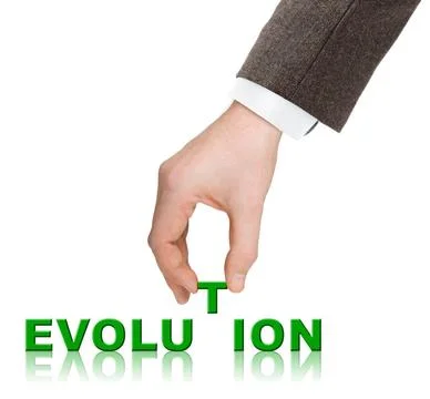 Hand and word Evolution Hand and word Evolution isolated on white backgrou... Stock Photos